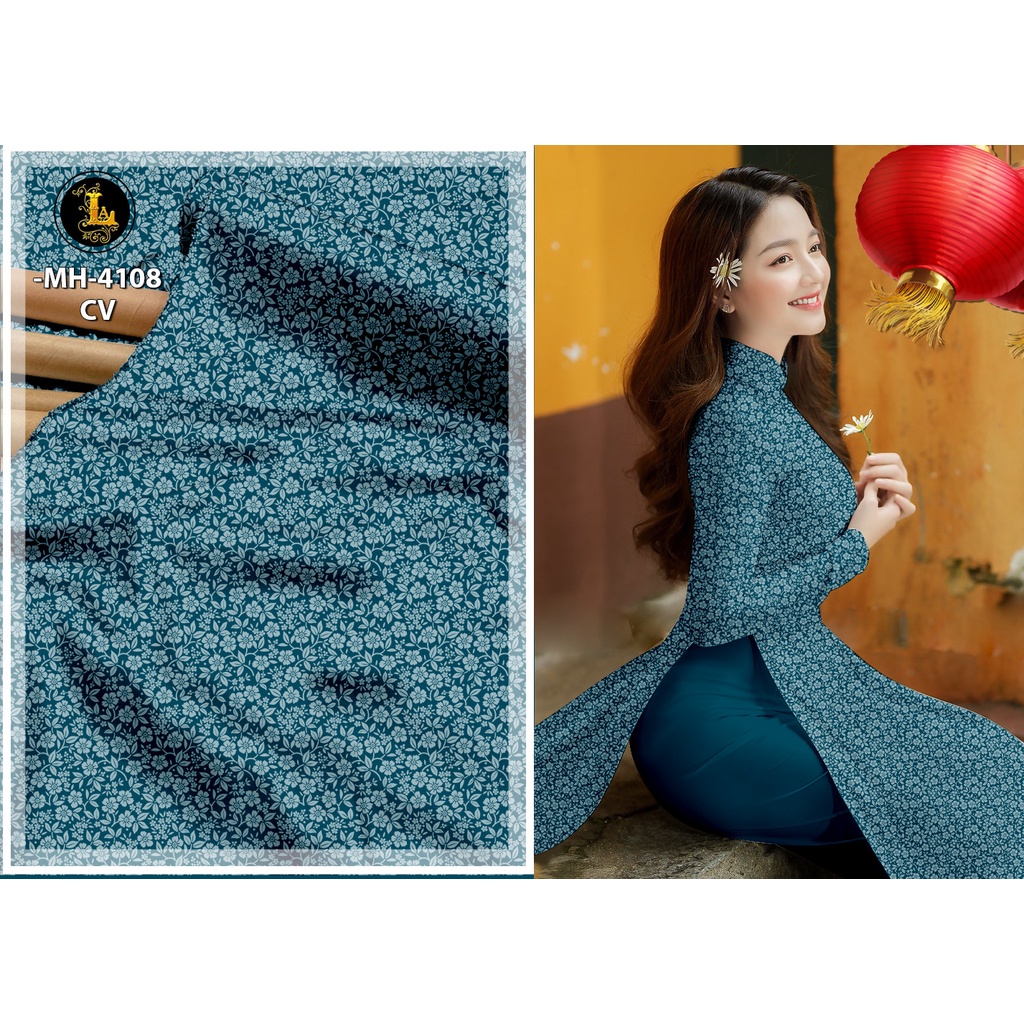 Vải áo dài hoa nhí , chất lụa ban mai co giãn nhẹ 4 chiều, mềm, mịn, mát, rũ tà, dày dặn che khuyết điểm tốt.