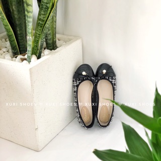 ( ảnh thật ) Giày búp bê đính nơ chane