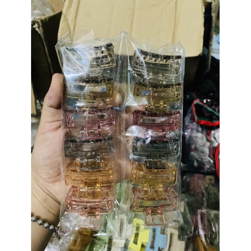 Kẹp tóc vuông nhựa màu size mini