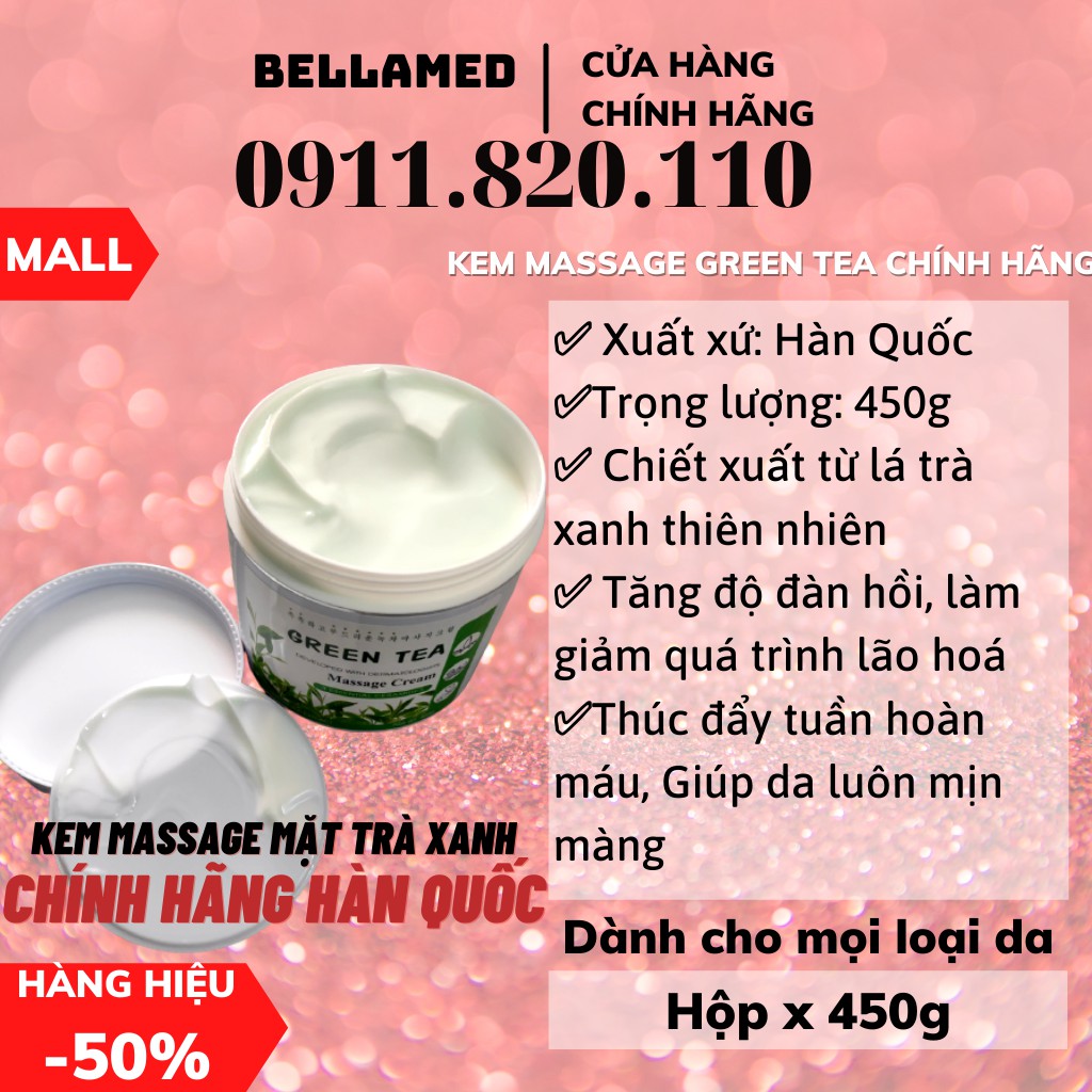 Kem massage mặt trà xanh Greentea hàn quốc hộp 450g