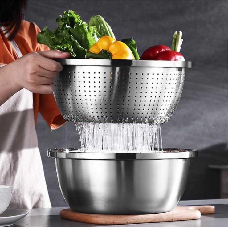 Rổ Nạo INOX 3 Trong 1-Bộ Nạo Inox 3 Chi Tiết