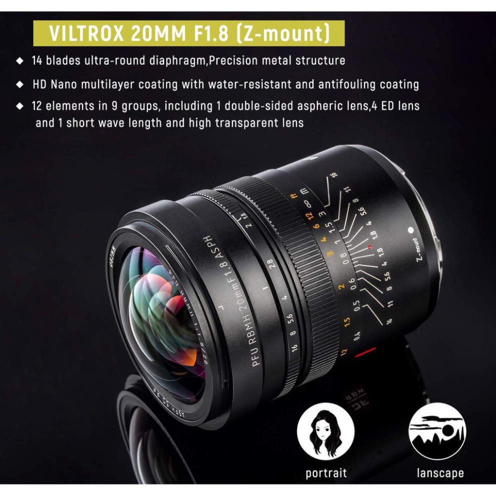 Ống kính Viltrox PFU RBMH 20mm F1.8 ASPH for Sony FE và Nikon Z