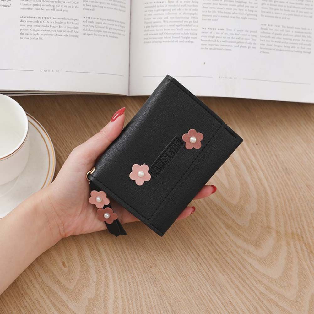 Ví da PU nhỏ gọn nhiều ngăn đựng thẻ in họa tiết hoa thời trang dành cho nữ