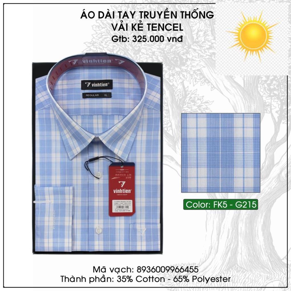 Áo Sơ Mi Dài Tay Sọc Caro Form Regular Vĩnh Tiến 375