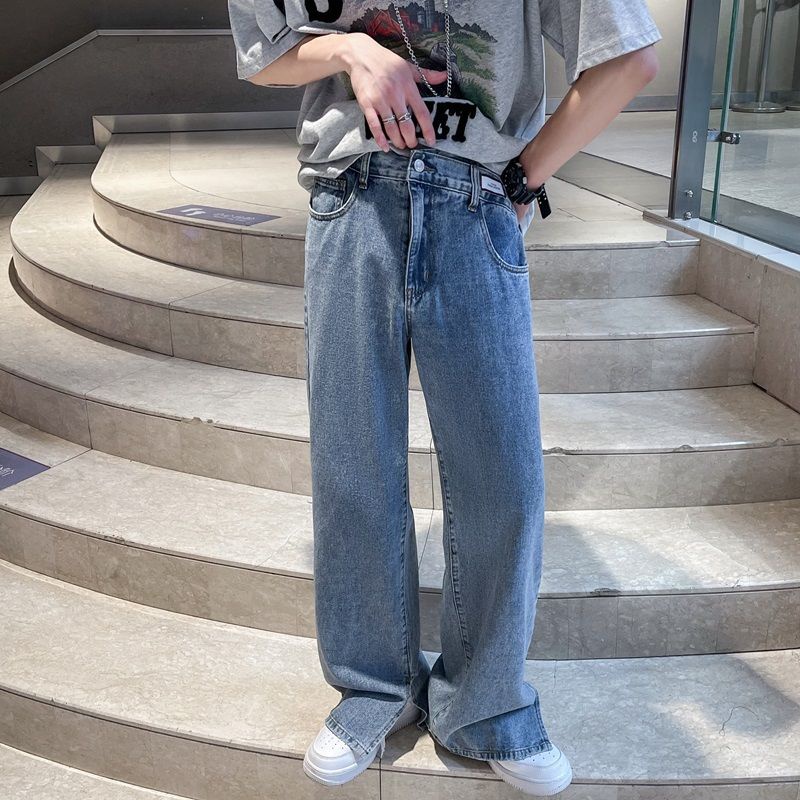 Quần Jean Dài Ống Rộng Xẻ Tà Thời Trang Cá Tính Cho Nam