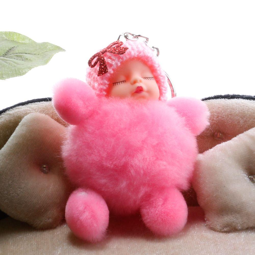 Móc Khóa Hình Em Bé Đang Ngủ Có Bóng Lông Dễ Thương