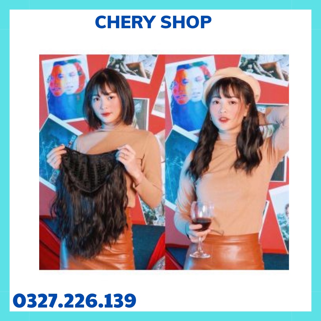 Tóc giả nữ kẹp  FREESHIP  kẹp chữ u xoăn sóng lửng u17