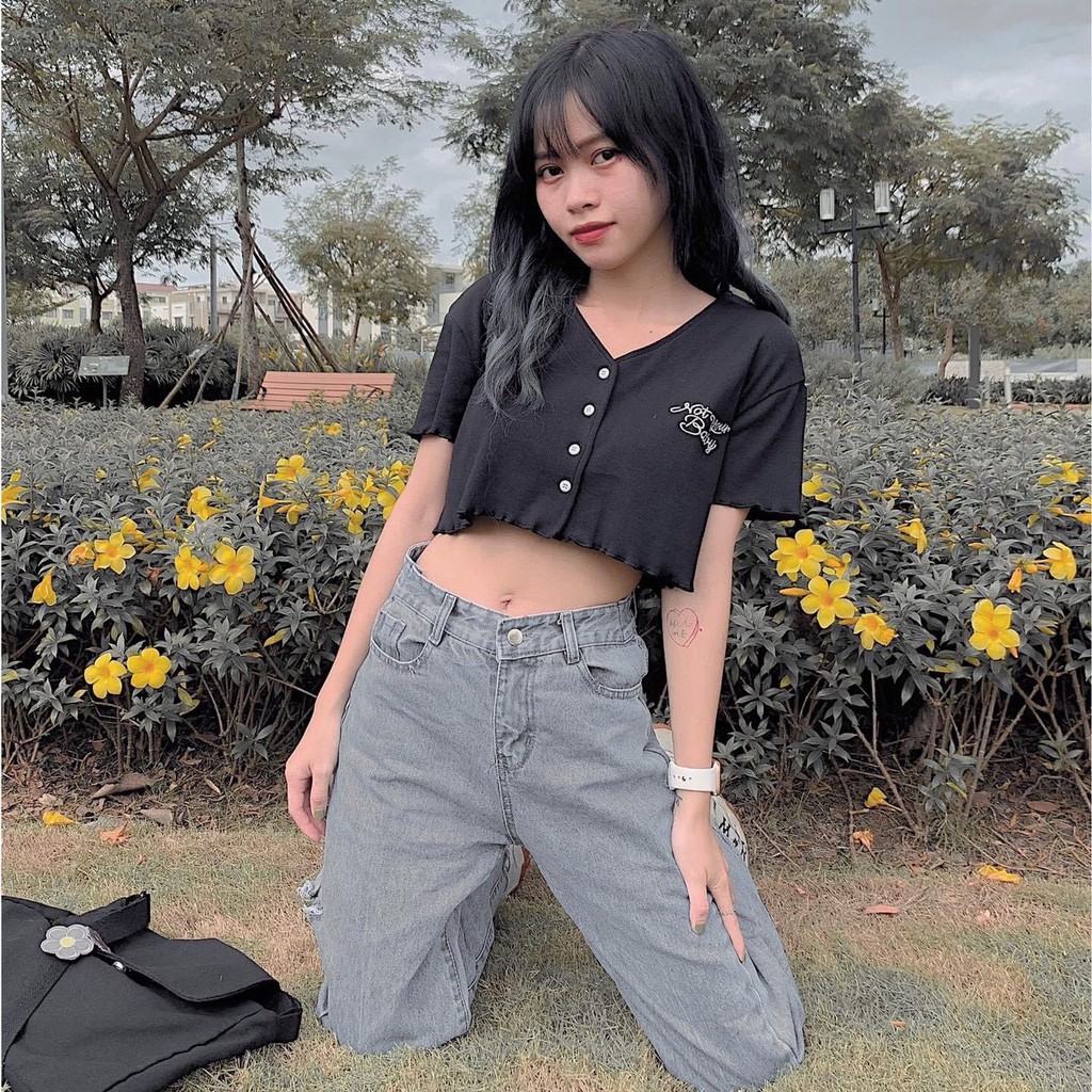 Áo Croptop Nữ Tay Ngắn NOT YOUR BABY Phối Bèo Ulzzang
