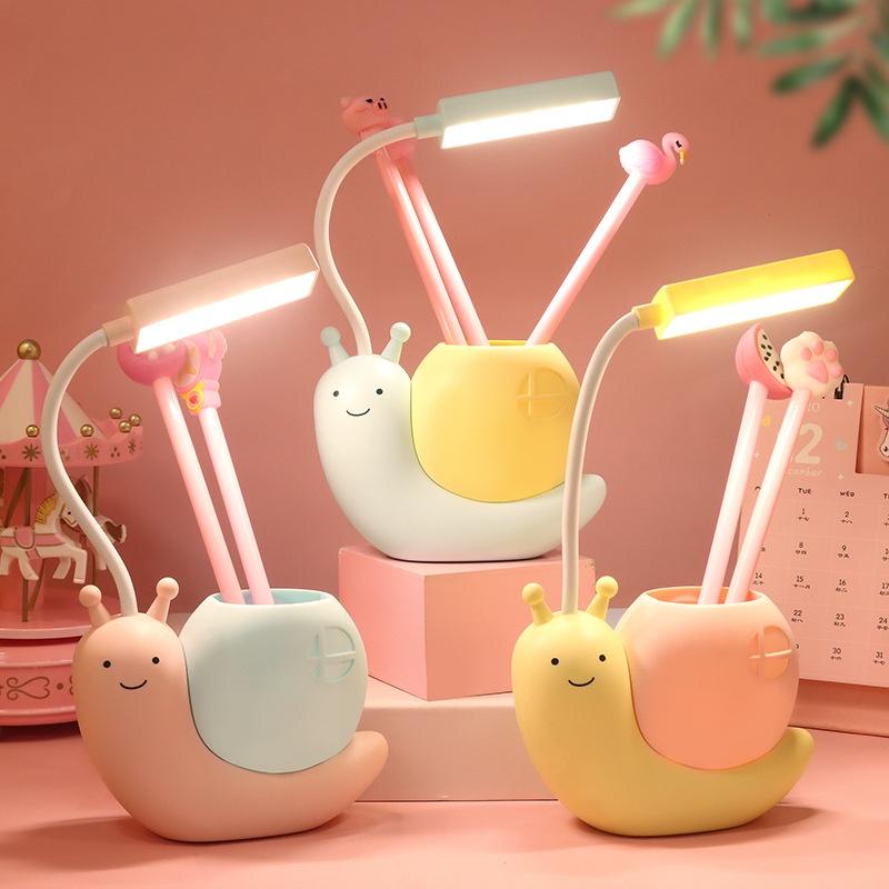 PVN49265 Đèn Học Đèn Học Tích Điện Chống Cận Hình Ốc Sên Mini Cho Bé Xoay 360 °