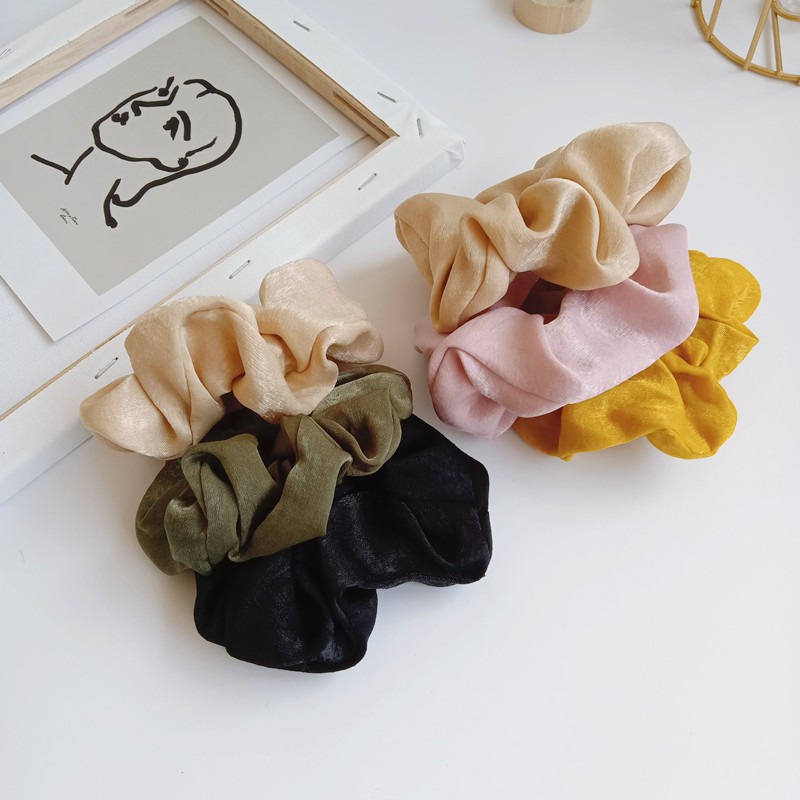 Scrunchies Cột Tóc Vải Set 3 Cái Cùng Tone Màu Nhiều Hoa Văn Trendy