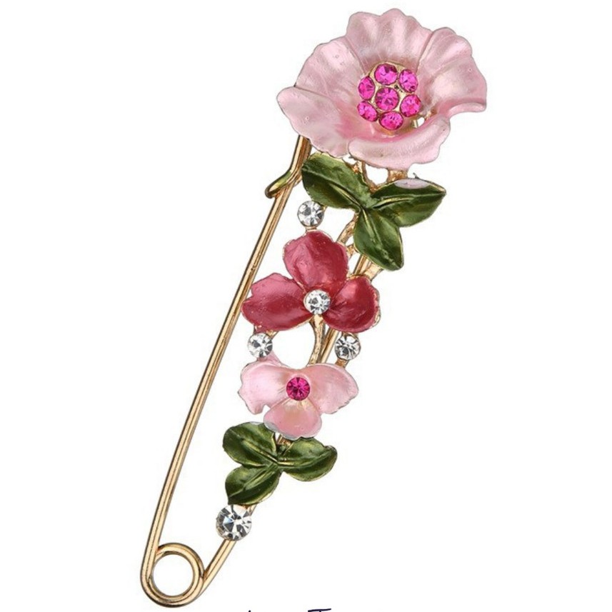 Cài áo Kya Jewel dáng trâm hoa đỏ rực rỡ DH3