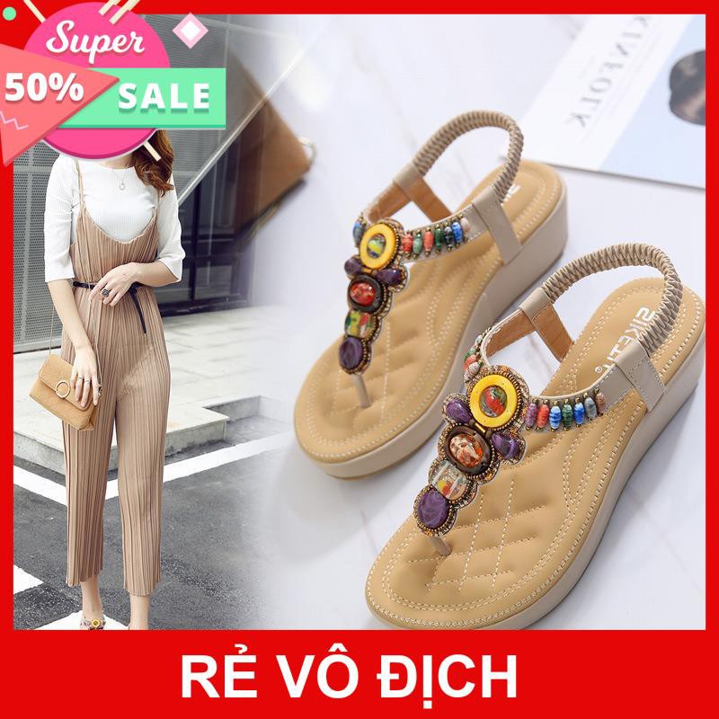 BH 6 tháng_Dép nữ cao cấp _Sandal nữ xỏ ngón đế xuồng 5cm. Dép nữ xỏ ngón đế xuồng. Xăng đan nữ xỏ n
