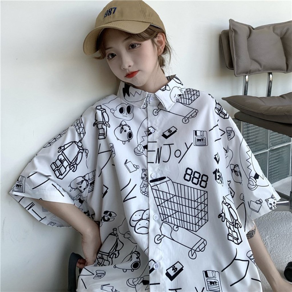 Sơ mi from rộng tay lỡ unisex nam nữ , sơ mi nam nữ vải voan lụa mịn mát free size 40kg - 70kg