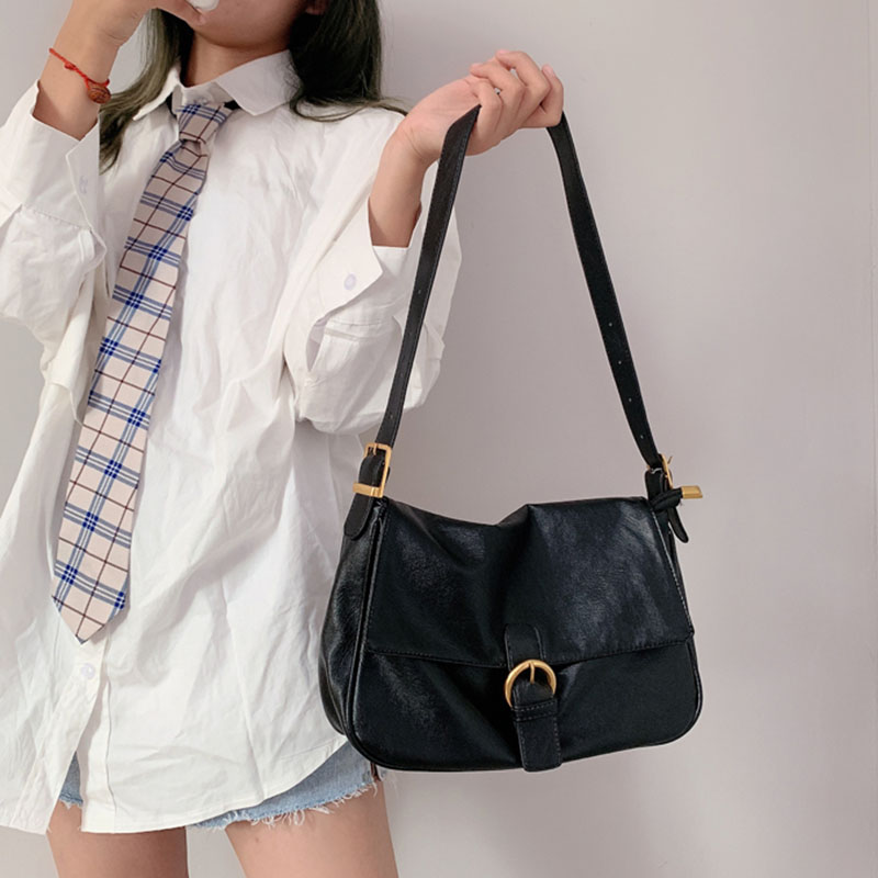 Túi xách đeo vai bằng da màu trơn thời trang