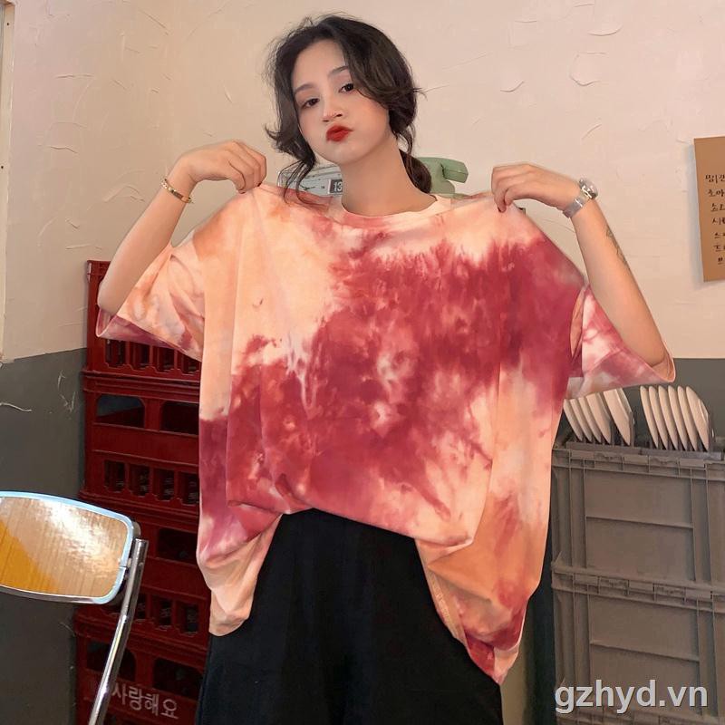 JS Korean fashion dyed short-sleeved shirt Áo