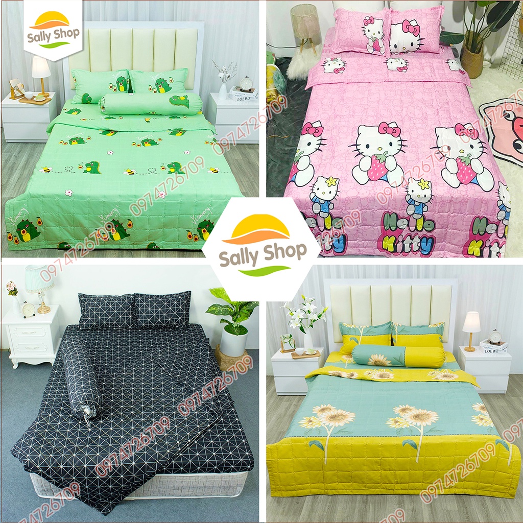 Đủ Bộ 4 Món Chăn Ga Gối Hè Thu Chất Cotton Poly Mềm Mát Thấm Hút Mồ Hôi Mẫu PIKACHU VÀNG