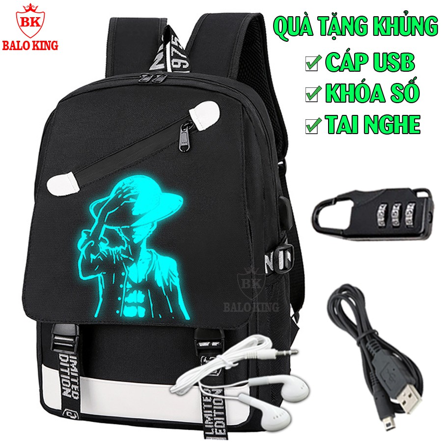 Balo nam nữ đi học thời trang phát sáng Baloking đẳng cấp TẶNG (Cáp USB+Khóa số+Tainghe) - Cặp đi học HOT nhất 2021
