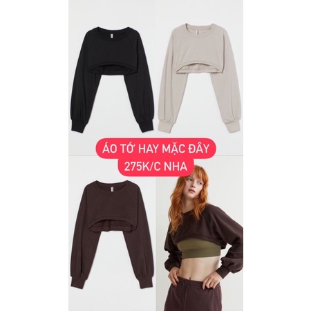 Áo H&M Cropped Sweatshirt Lửng Khoét Ngực