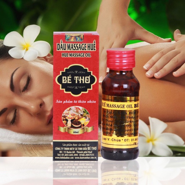 Dầu massage Huế ( Hàng chính hãng có tem chống giả của Công ty TNHH MTV Sản xuất Tinh dầu Bé Thơ