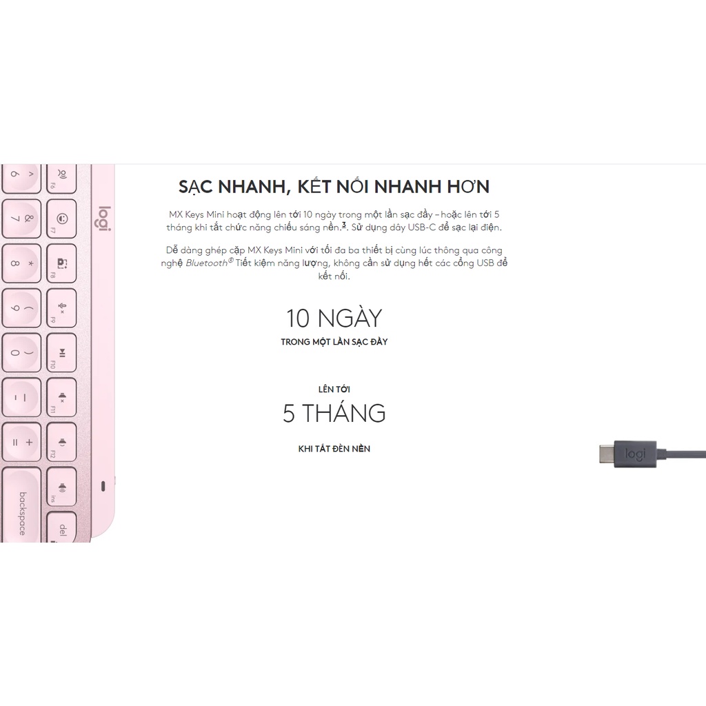 [Hỏa Tốc -HCM] Bàn phím không dây Bluetooth Logitech MX Keys Mini - Nhỏ gọn, Phím tắt thông minh - Ngoc Vien Store