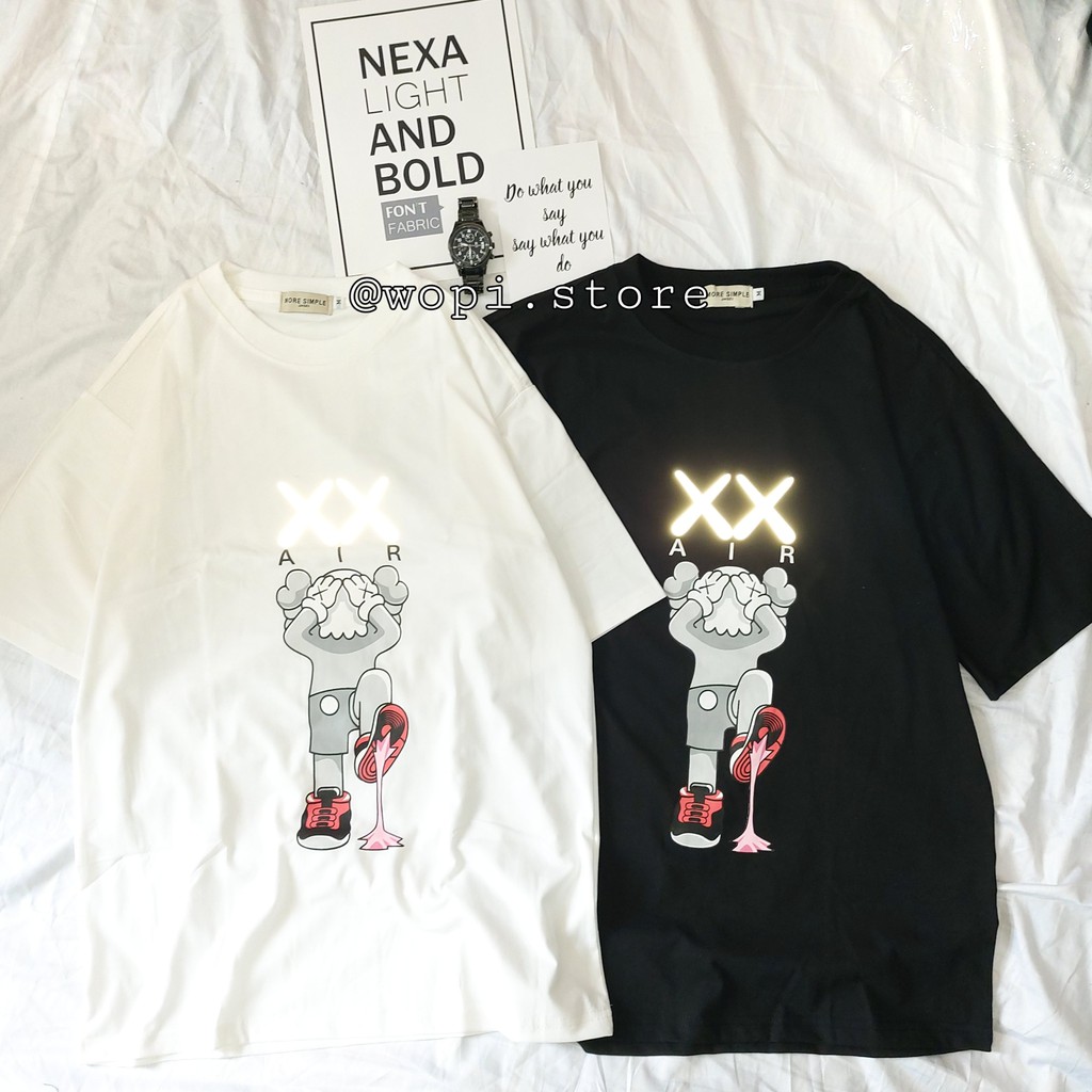 Áo Thun Tay Lỡ KAWS SINGUM Phản Quang Unisex