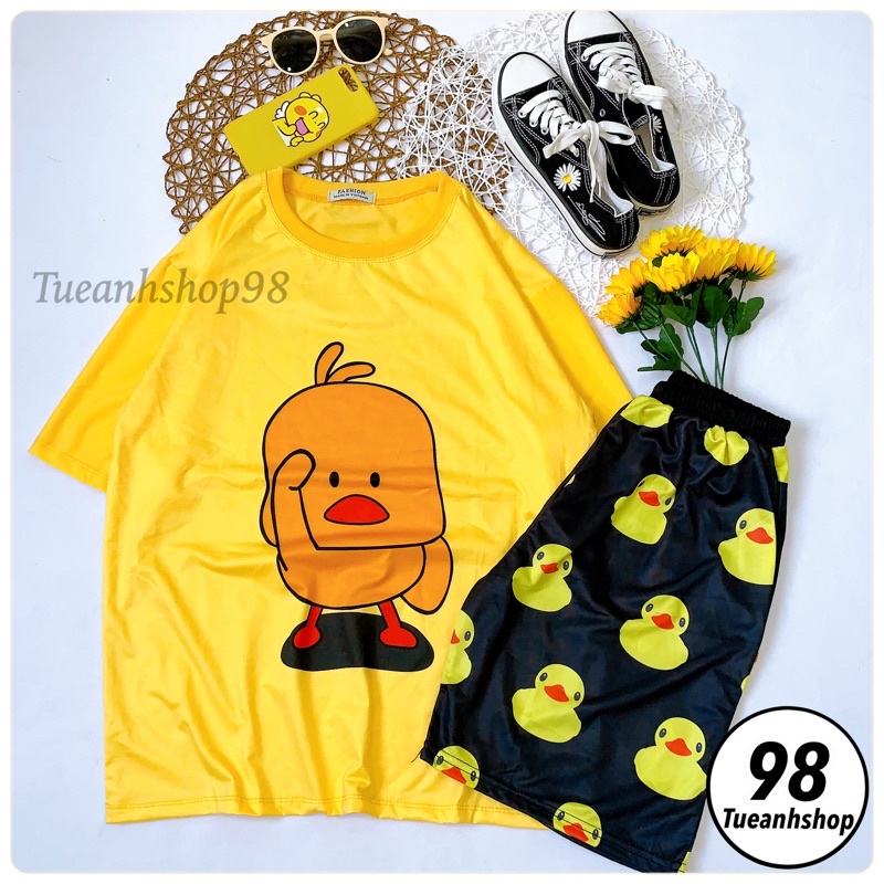 SET BỘ VỊT VÀNG - NHIỀU MẪU Set bộ đùi cartoon hoạt hình áo 3D + Quần đùi - Set bộ quần áo nữ Unisex Freesize 38-70kg