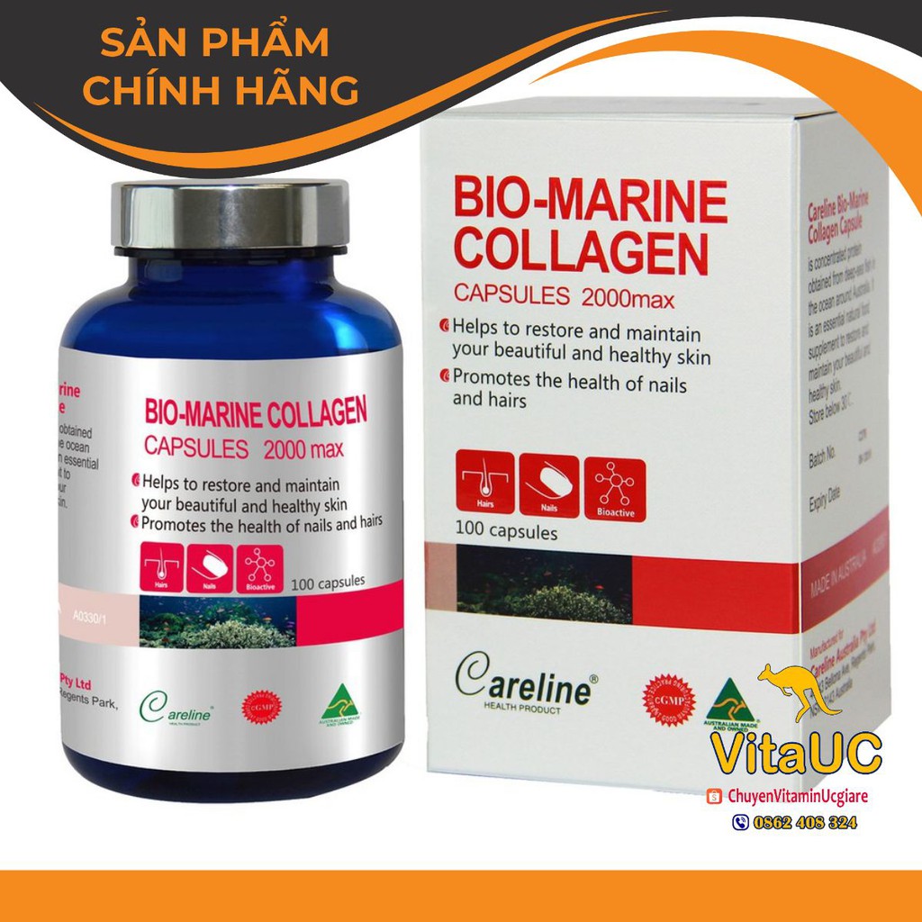 Collagen Thủy sinh Careline Bio - Marine, Collagen Careline ÚC 100 viên (Hàng_chính_hãng)