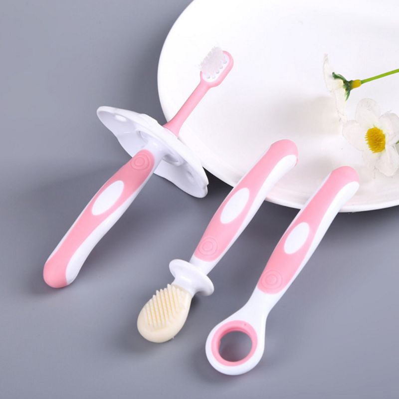 DE❀ Baby Toothbrush Set Infant Brushing Teeth Tongue Training Soft Healthy Teether Toddler Oral Care