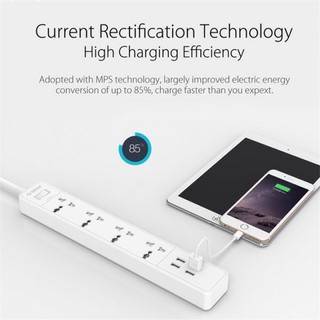 Ổ cắm điện ORICO OSC-4A4U-UN 4 lỗ cắm 3 chấu, tích hợp 4 cổng sạc USB 2.4A