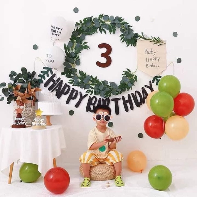 Số tuổi chất vải dạ trang trí sinh nhật hàn quốc màu nâu