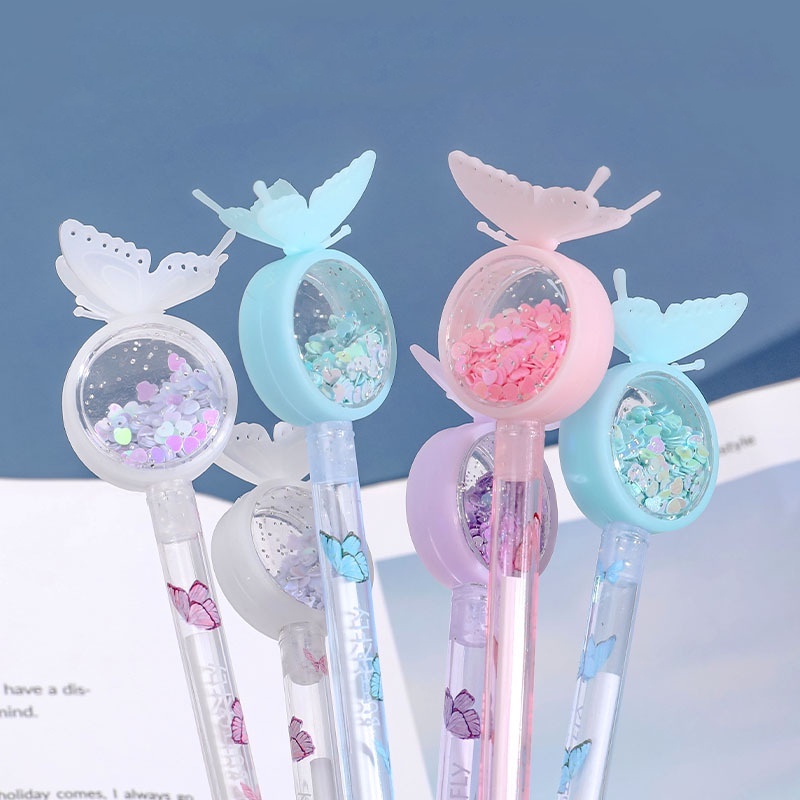 Bút gel nước mực đen hình thỏ có nhũ kim tuyếm lấp lánh 0.38mm
