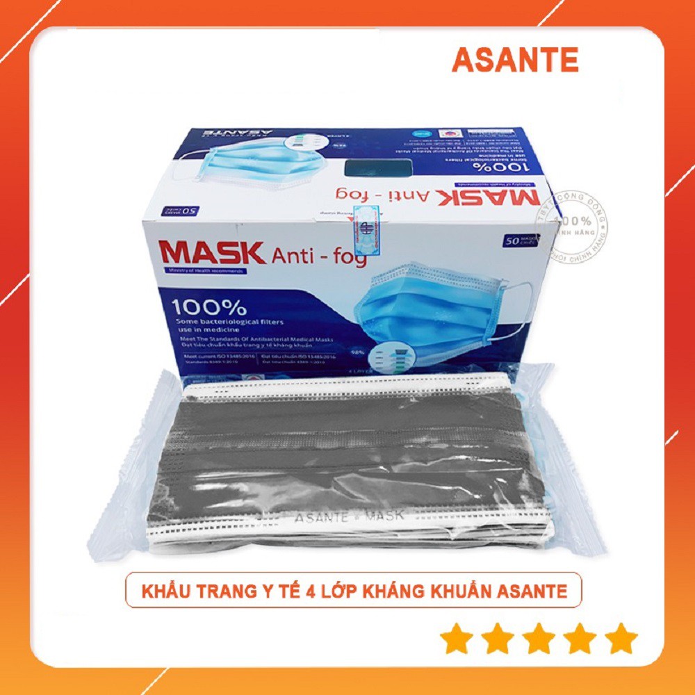 [Mã LIFEXANH03 giảm 10% đơn 500K] Khẩu trang y tế kháng khuẩn 4 lớp ASANTE hộp 50 chiếc