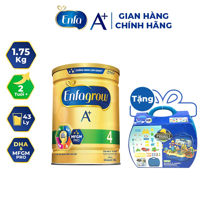 [Mã FMCG80 giảm 10% đơn từ 400K] [Hộp Đồ Chơi Kỹ Sư] Sữa Bột Enfagrow A+ 4 1750g