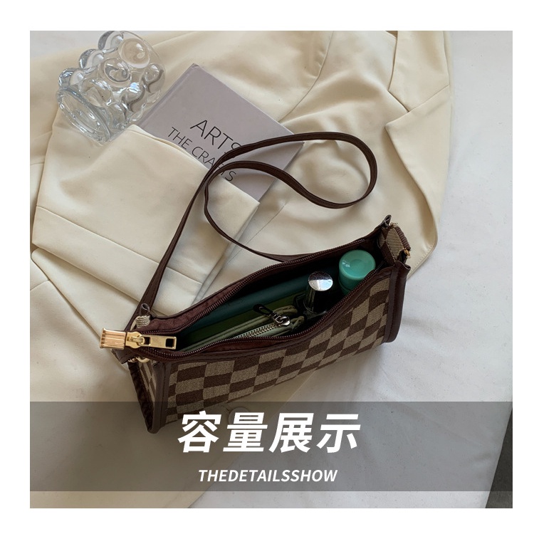 Túi vuông nhỏ JASMIN NOIR may lớp đệm kẻ caro đeo chéo thời trang nữ đơn giản