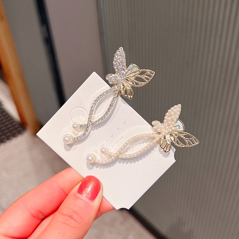 Kẹp Tóc Hình Bướm Đính Ngọc Trai Phong Cách Hàn Quốc Mới