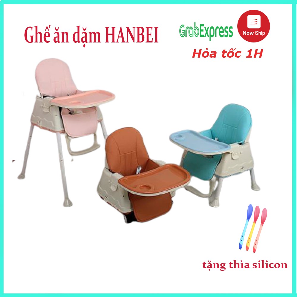 [CHÍNH HÃNG-BẢO HÀNH 1 NĂM] GHẾ ĂN DẶM HANBEI + ĐỆM + BÁNH XE