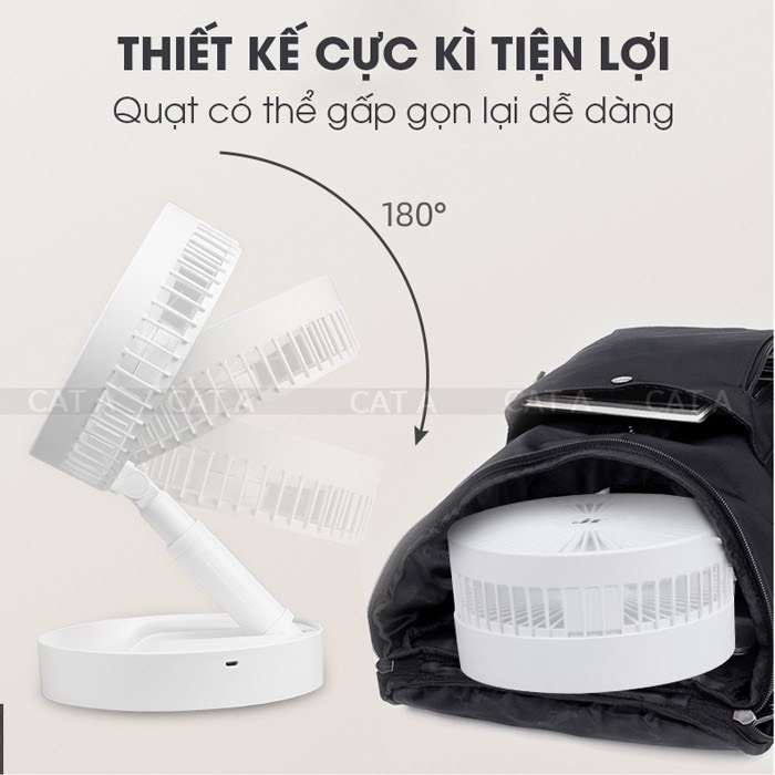 JH2058Quạt tích điện mini để bàn cổng sạc USB tiện lợi,3 cấp độ, gọn nhẹ,có đèn ngủ, sử dụng lên tới 10h