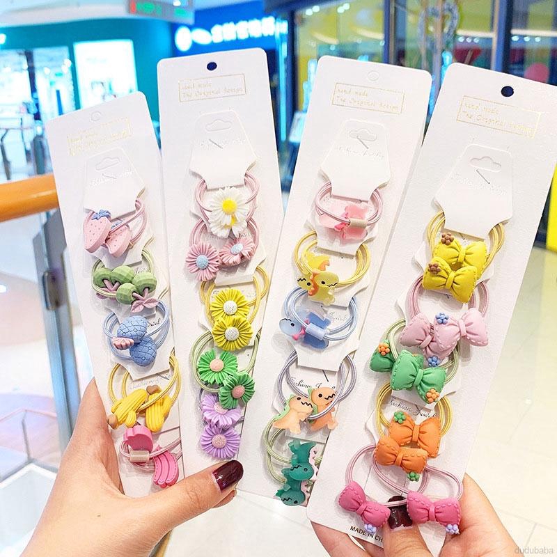 Dây buộc tóc cao su họa tiết hoa hợp thời trang xinh xắn cho bé gái