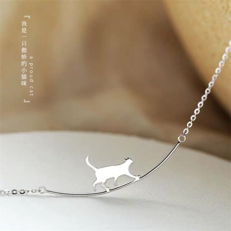 Vòng cổ bạc 925 mặt hình mèo độc đáo phong cách Mori Hàn Quốc dễ thương đơn giản dành cho nữ