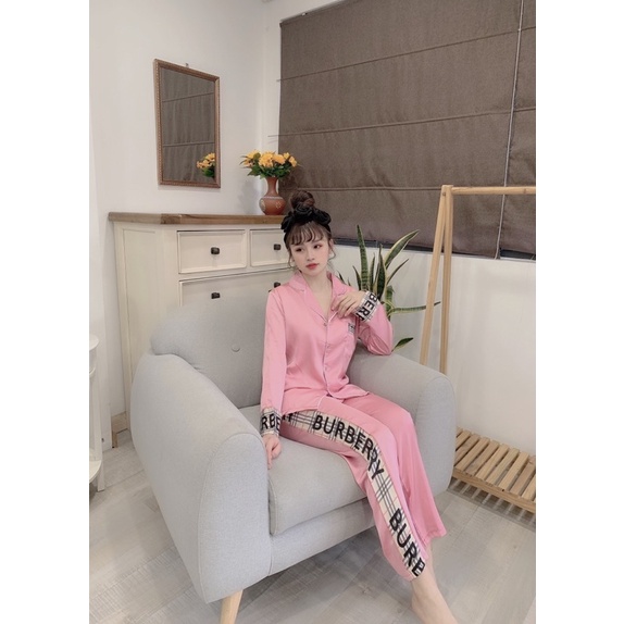 (Dưới 62kg) Đồ bộ pịjama Lụa mặc nhà tay dài quần dài sang trọng cao cấp