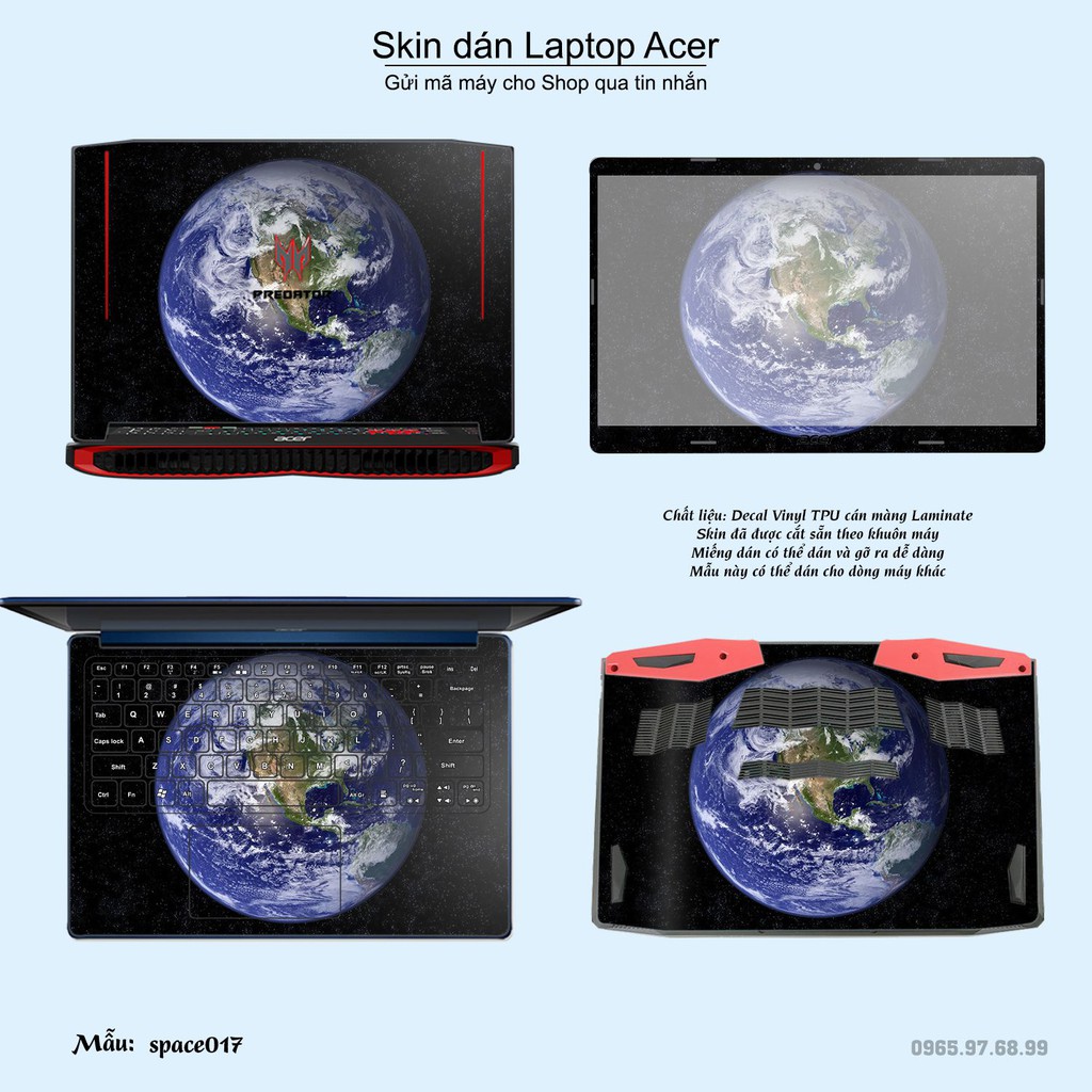 Skin dán Laptop Acer in hình không gian nhiều mẫu 3 (inbox mã máy cho Shop)