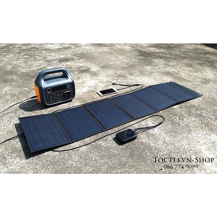 Tấm pin năng lượng mặt trời gấp gọn 50W - Dùng cho du lịch, dã ngoại, mobihome, xe bán hàng lưu động ...