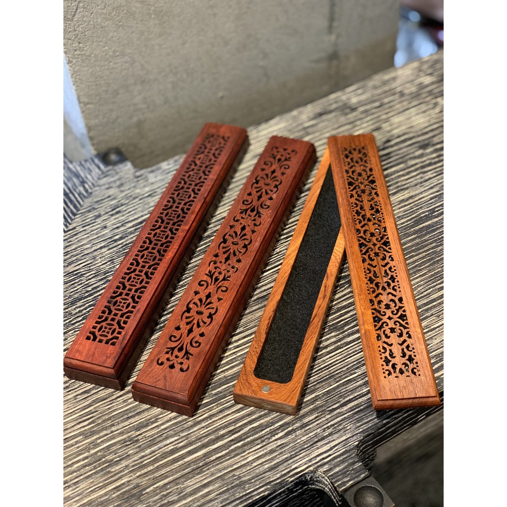 Hộp gỗ xông nhang không tăm gỗ hương 24x3,7cm