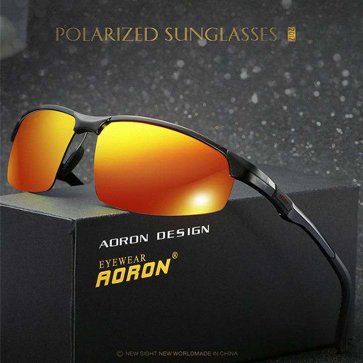 Mắt kính nam tráng gương polarized phân cực chống chói, chống tia UV400, gọng nhôm magiê khớp nối lò xo, MK1819