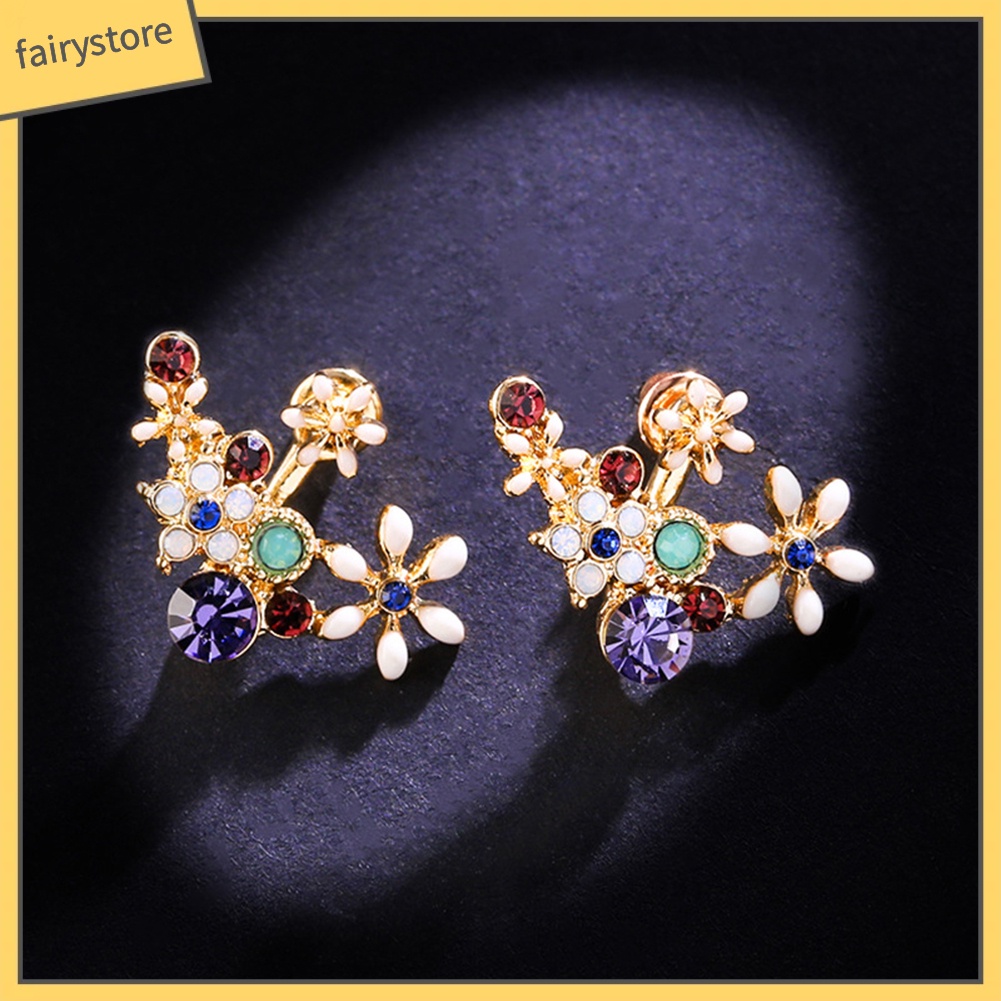 Khuyên Tai Hoa Đính Đá Pha Lê Nhiều Màu độc đáo