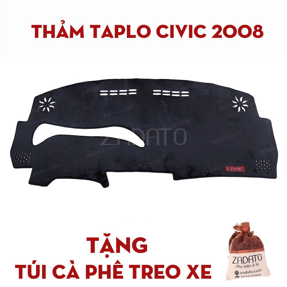 Thảm Taplo Honda Civic - Thảm Chống Nóng Taplo Lông Cừu - TẶNG: Túi Cafe Treo Xe