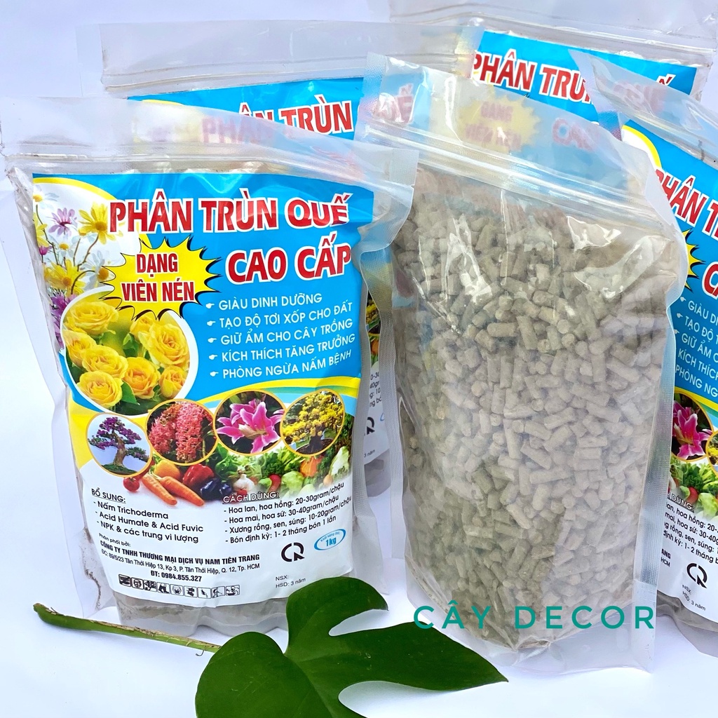 Phân trùn quế HỮU CƠ viên nén gói 1kg tiện dụng