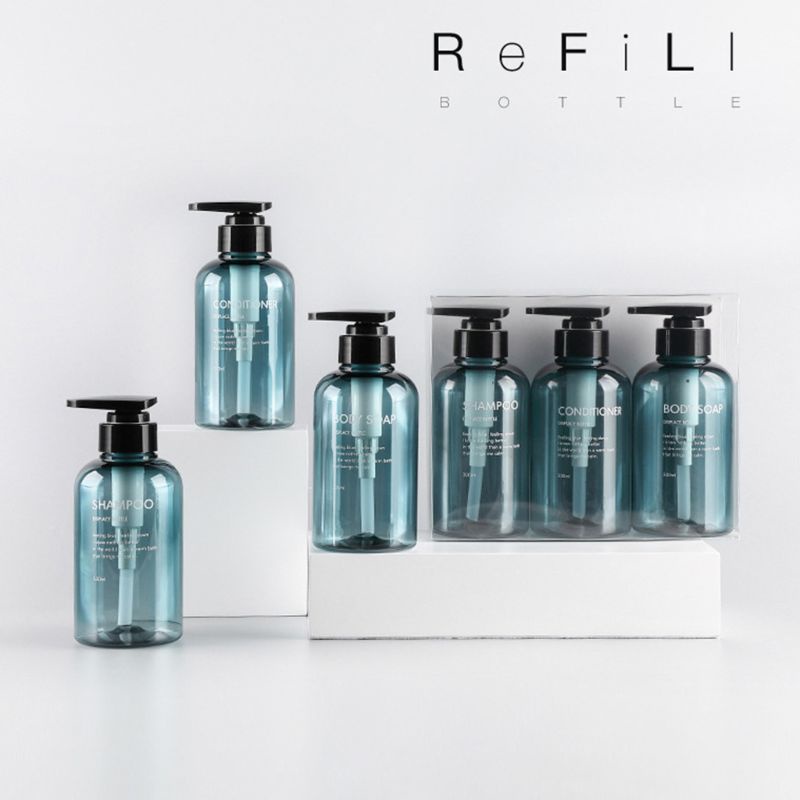 Set 3 Chai Rỗng 500ml Đựng Dầu Gội Sữa Tắm Dạng Nhấn Tiện Dụng