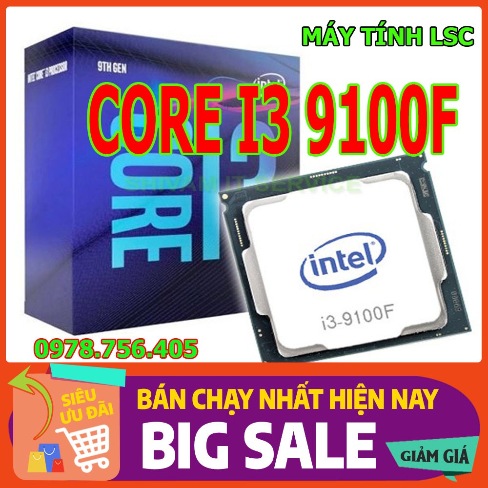 Bộ vi xử lý Intel Core i3 9100F (3.6Ghz, 4 nhân 4 luồng, 6MB Cache, 65W)LGA 1151