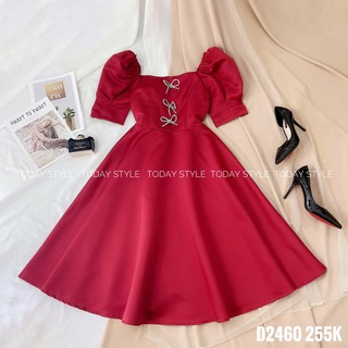 Đầm nữ xòe dự tiệc sang trọng , váy nữ dễ thương chất dày dặn TODAYSTYLE freesize d2460